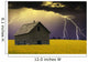 An Abandoned Farm Building With Lighting In The Background Wall Mural