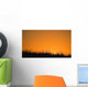 A Grassy Field With The Sun Setting Behind It Wall Mural
