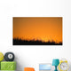 A Grassy Field With The Sun Setting Behind It Wall Mural