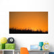 A Grassy Field With The Sun Setting Behind It Wall Mural