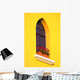 A Window In A Bright Yellow Wall Wall Mural
