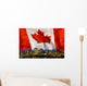 Flag Of Canada Over Alberta's Capital City, Edmonton, Alberta, Canada Wall Mural