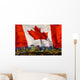Flag Of Canada Over Alberta's Capital City, Edmonton, Alberta, Canada Wall Mural