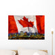 Flag Of Canada Over Alberta's Capital City, Edmonton, Alberta, Canada Wall Mural