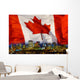 Flag Of Canada Over Alberta's Capital City, Edmonton, Alberta, Canada Wall Mural