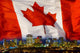 Flag Of Canada Over Alberta's Capital City, Edmonton, Alberta, Canada Wall Mural