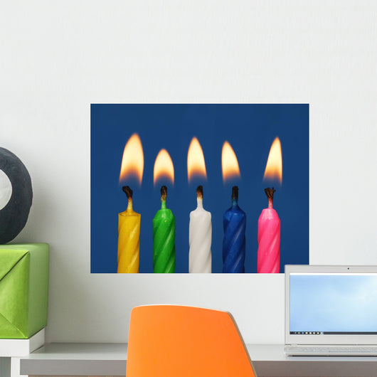 Colourful Candles Lit Wall Mural