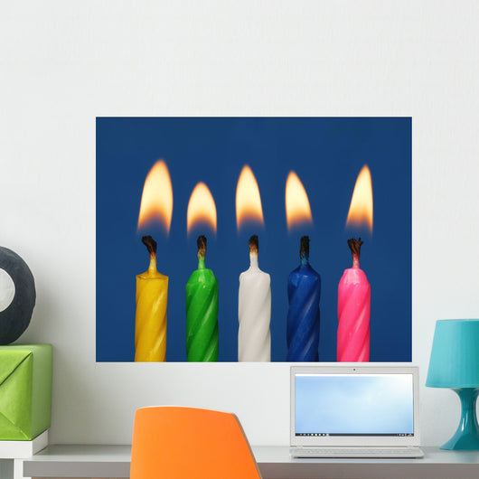 Colourful Candles Lit Wall Mural