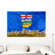 Alberta's Flag Behind Edmonton Skyline Wall Mural