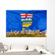 Alberta's Flag Behind Edmonton Skyline Wall Mural