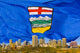 Alberta's Flag Behind Edmonton Skyline Wall Mural