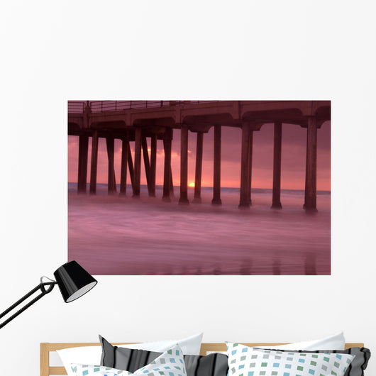 Sunset Behind Pier Wall Mural