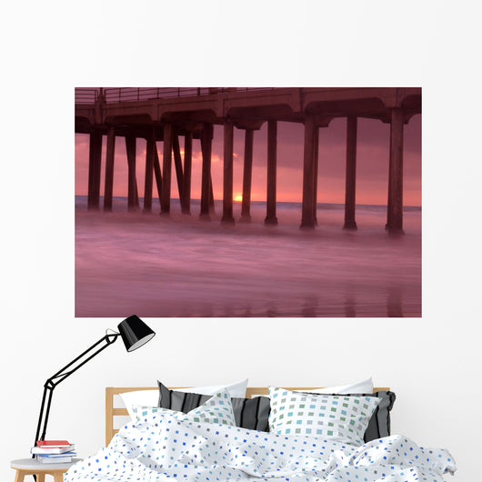 Sunset Behind Pier Wall Mural