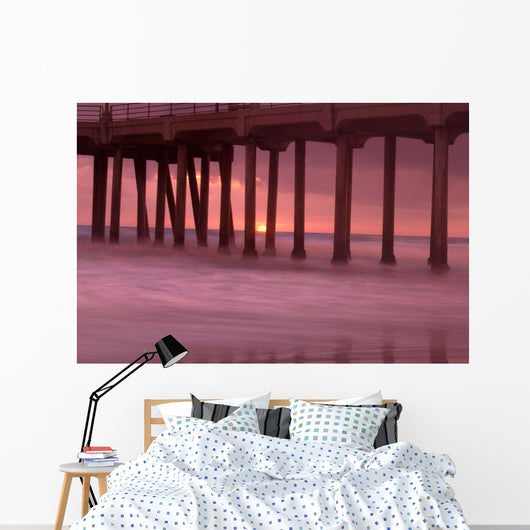 Sunset Behind Pier Wall Mural