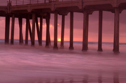 Sunset Behind Pier Wall Mural