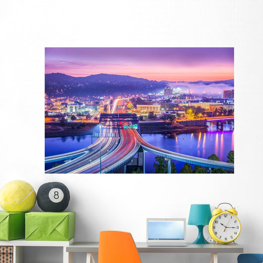 Charleston West Virginia USA Purple Sunset Wall Decal