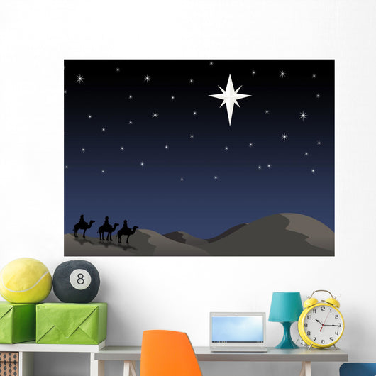 Three Wisemen Following Star Wall Mural