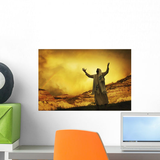 Jesus With Arms Stretched Towards Heaven Wall Mural