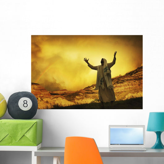 Jesus With Arms Stretched Towards Heaven Wall Mural