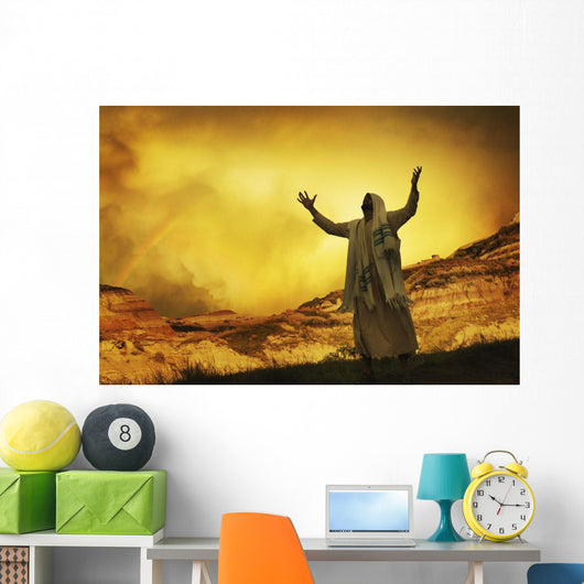 Jesus With Arms Stretched Towards Heaven Wall Mural