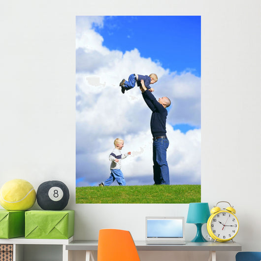 Dad With Sons Wall Mural