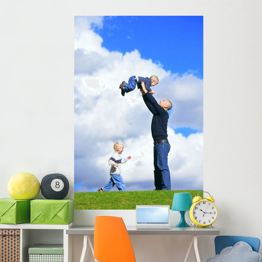 Dad With Sons Wall Mural