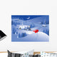 Christmas night village. Vector. Wall Mural