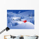 Christmas night village. Vector. Wall Mural