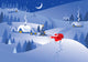 Christmas night village. Vector. Wall Mural