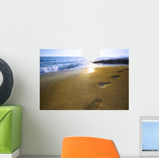 footprints on the beach Wall Mural