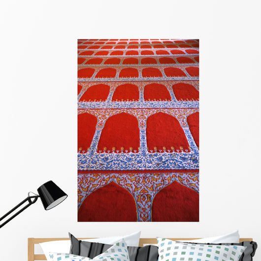 Repeating Pattern On Red Carpet Wall Mural