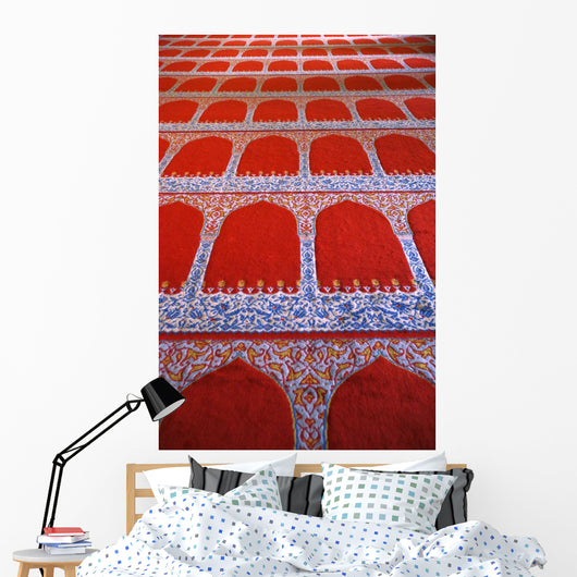 Repeating Pattern On Red Carpet Wall Mural