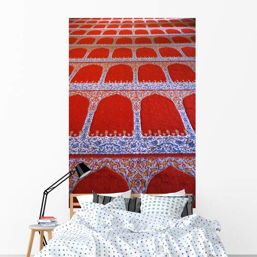 Repeating Pattern On Red Carpet Wall Mural