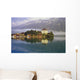 Scenic Mountain Lake And Town Wall Mural