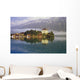 Scenic Mountain Lake And Town Wall Mural