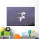 Whooper Swans Flying In Falling Snow Wall Mural