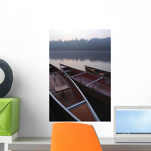 Canoes On Still Water Wall Mural