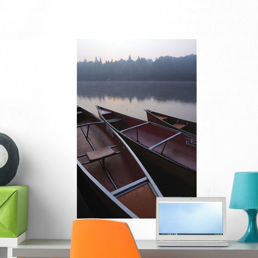Canoes On Still Water Wall Mural