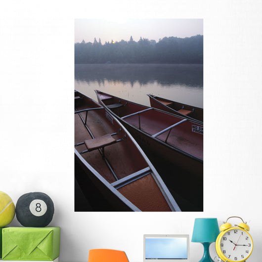 Canoes On Still Water Wall Mural