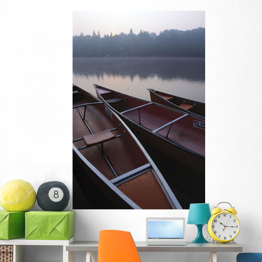 Canoes On Still Water Wall Mural