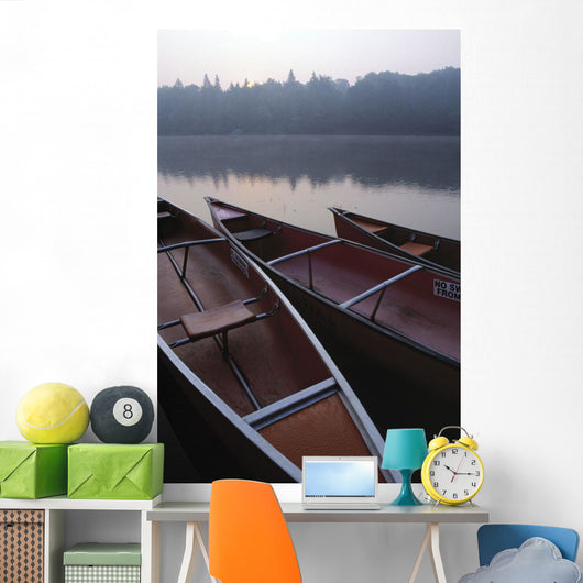 Canoes On Still Water Wall Mural
