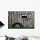 Roll Of Barbed Wire On Weathered Barn Wall Mural
