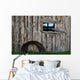 Roll Of Barbed Wire On Weathered Barn Wall Mural