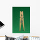 Clothespin On Green Background Wall Mural