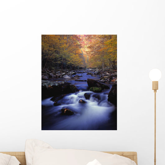 Little River Cascades And Autumn Colors Wall Mural