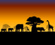 African Savanna Landscape Vector Wall Mural