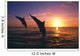 Silhouette Of Two Bottlenose Dolphins Diving, Sunset, Caribbean Sea Wall Mural