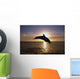 Silhouette Of Bottlenose Dolphin Leaping, Sunset, Caribbean Sea Wall Mural