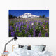 Purple Flowers Blooming Beneath Mount Rainier, Paradise Park Valley Wall Mural