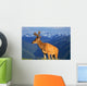 Deer With Antlers, Mountain Range In Background, Olympic National Park Wall Mural